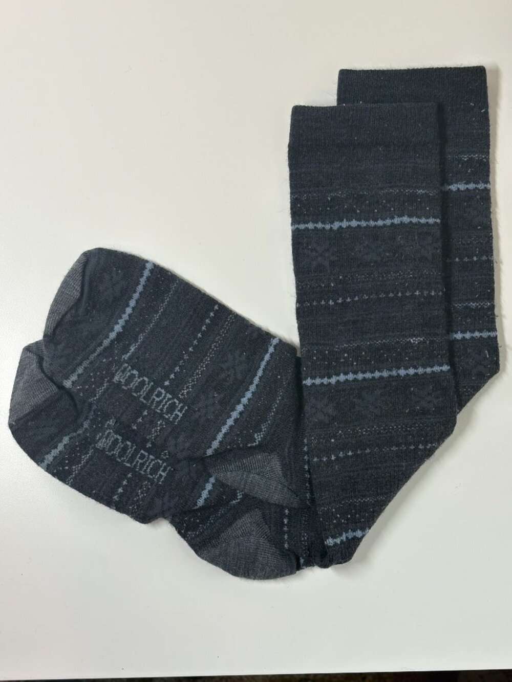 Woolrich charcoal snowflake knee-high merino socks